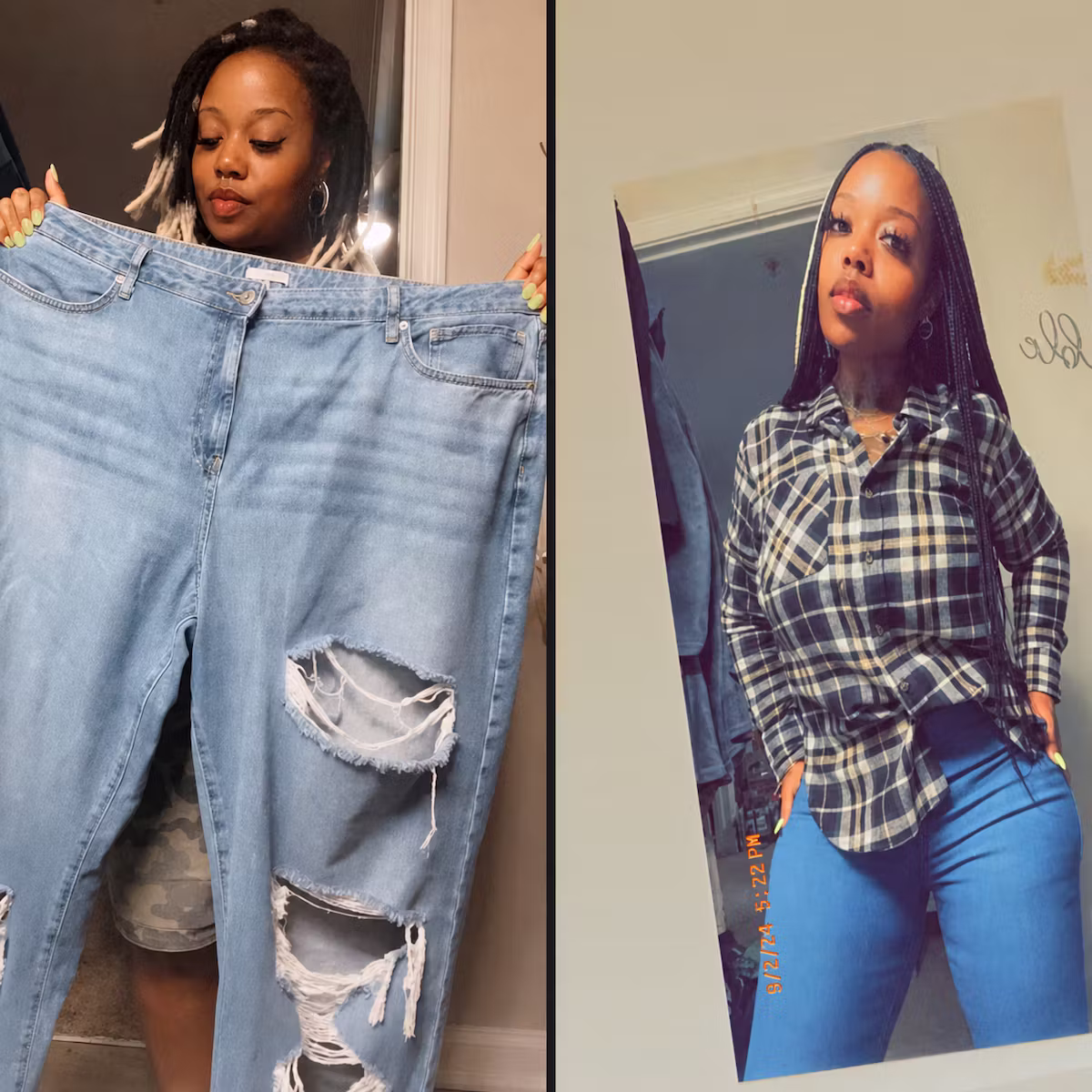 hs-review Client review photo showing loose jeans after weight loss