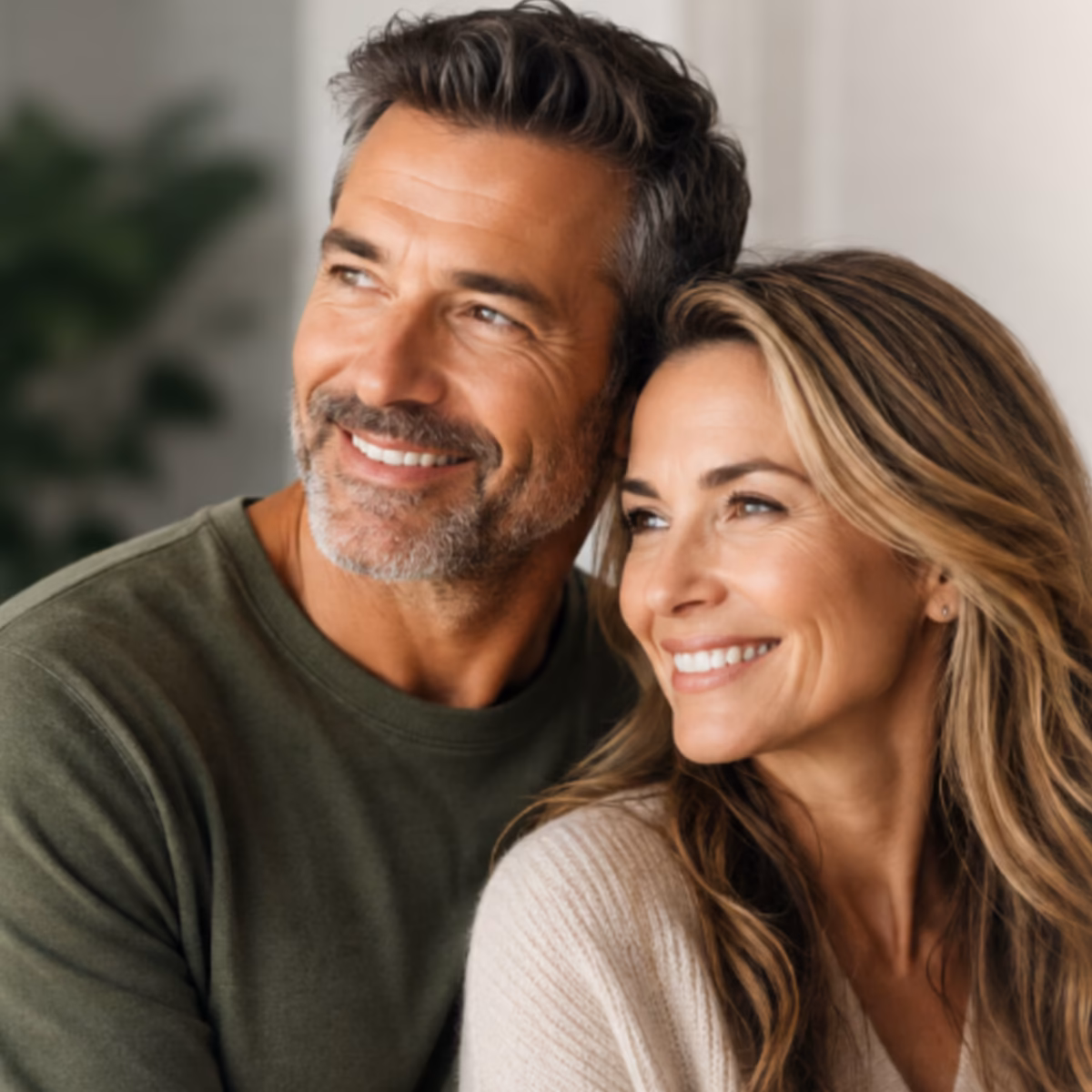 Smiling mature couple after hormone replacement therapy